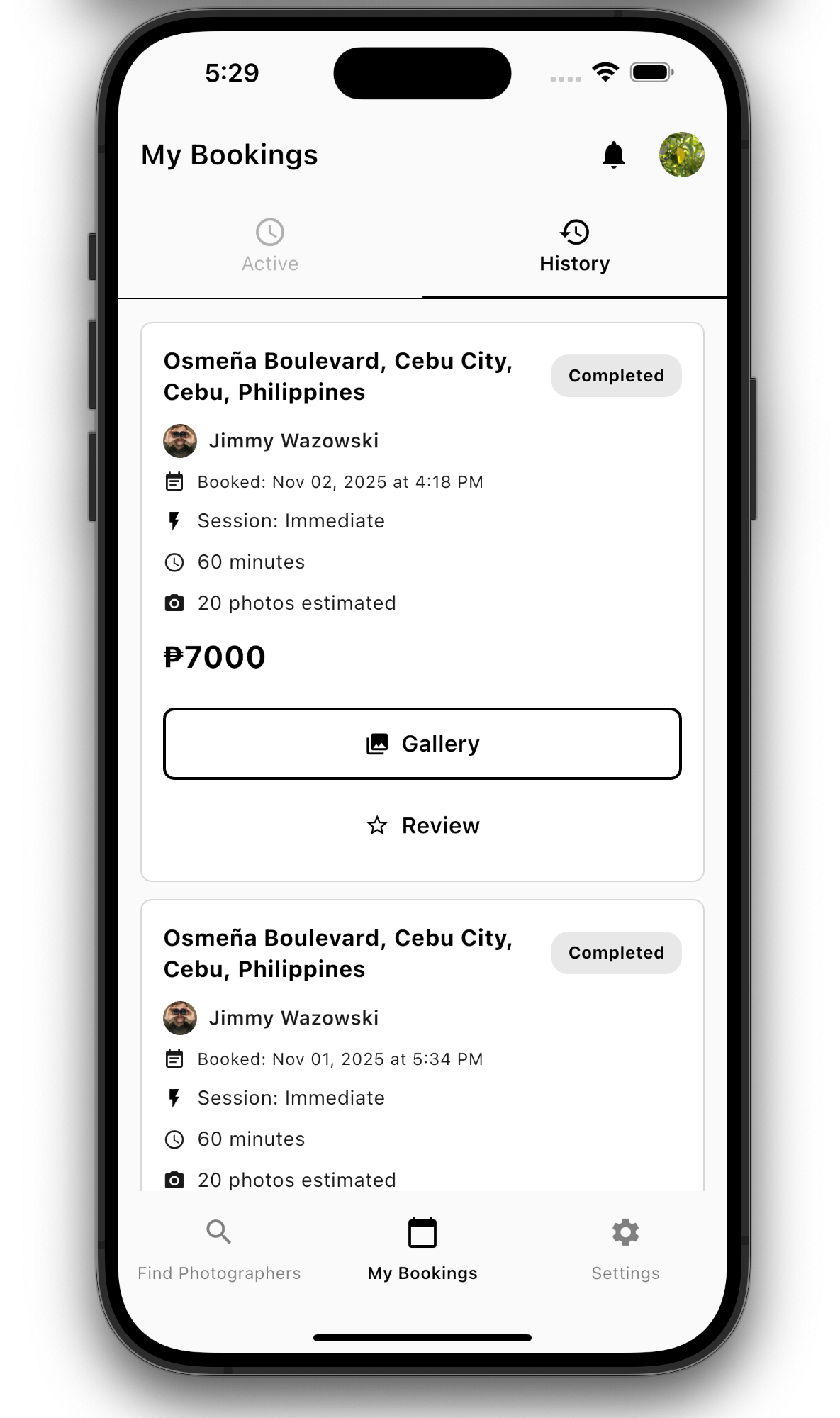 Track your booking history