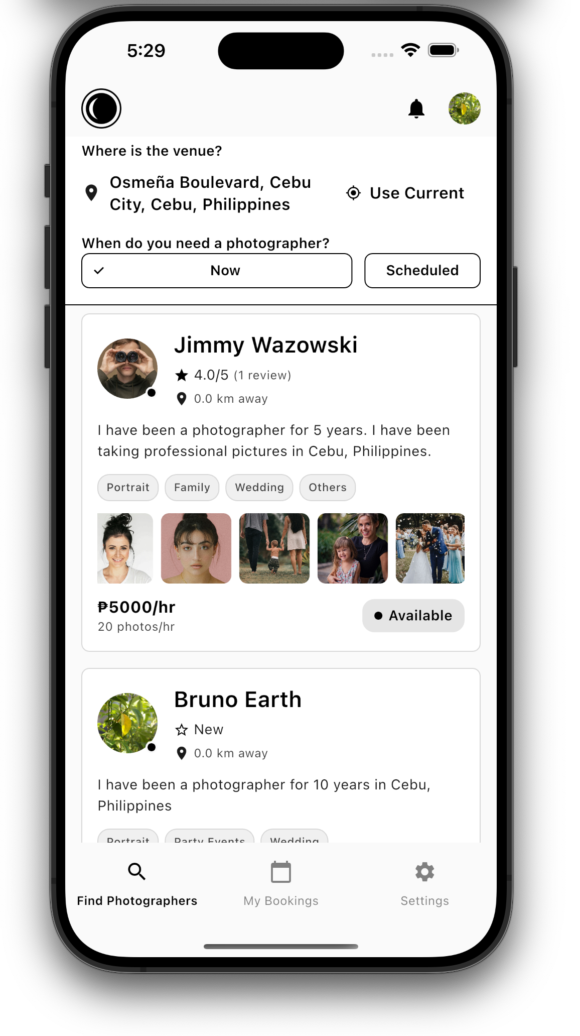 Find photographers near you